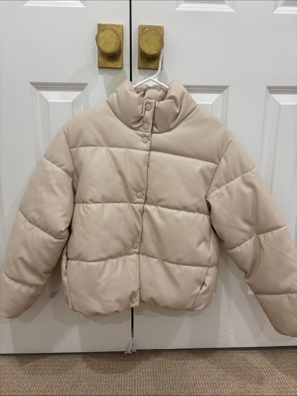 Zara Kids Puffer Jacket in Light Beige - Cozy Quilted Coat